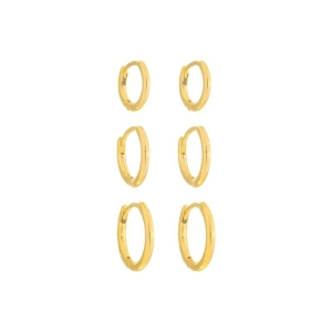 Trio Argolas Lisas Minimalistas Ouro