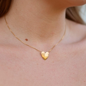 Colar Coração Liso Chapado Ouro