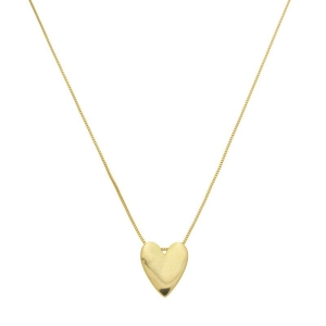 Colar Coração Liso Chapado Ouro