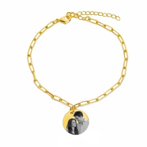 Pulseira Personalizada 1 Medalha Fotogravação Ouro