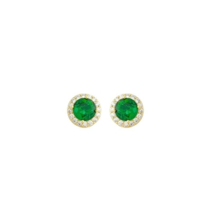 Brinco Cristal Verde Redondo Ouro