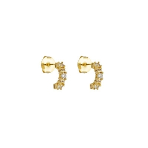 Brinco Meia Argola Cravejada Ouro