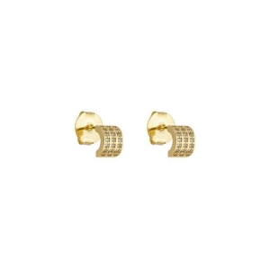 Brinco Meia Argola Tripla Fileira Zircônias Ouro