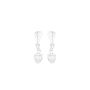 Brinco Mini Coração Cristal Pendente Prata