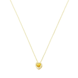 Colar Coração Amarelo e Zircônias Ouro