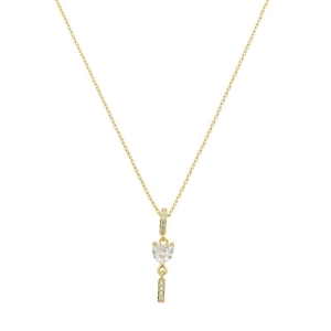 Colar Coração Cristal Linear Zircônias Ouro