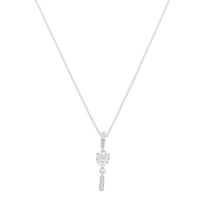 Colar Coração Cristal Linear Zircônias Prata