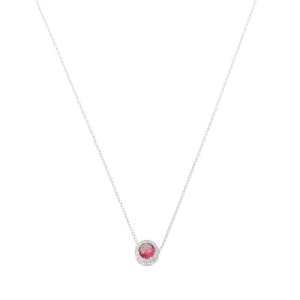 Colar Cristal Vermelho Rendondo Prata