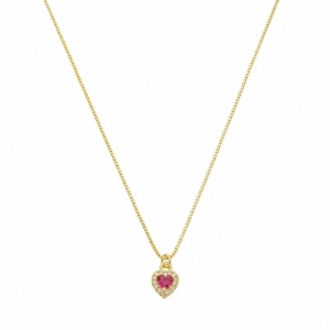 Colar Mini Coração Vermelho Ouro