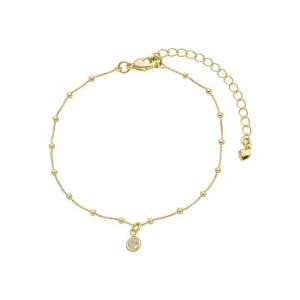 Pulseira Bolinhas e Pingente Cristal Ouro