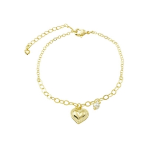 Pulseira Coração Detalhado e Pérola Ouro