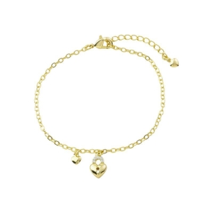 Pulseira Pingente de Cadeado e Mini Coração Ouro