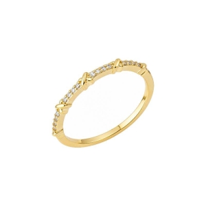 Anel X Minimalista Cravejado Ouro