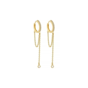 Brinco Argola Corrente Dupla Ouro