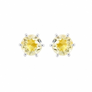 Brinco Ponto de Luz Amarelo 9mm Prata