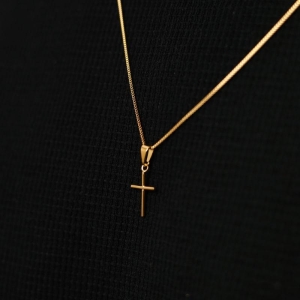 Pingente Cruz Lisa Pequena Masculino Ouro