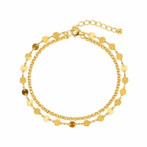 Pulseira Dupla Corrente e Medalhas Ouro