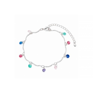 Pulseira Pedrinhas Coloridas Prata