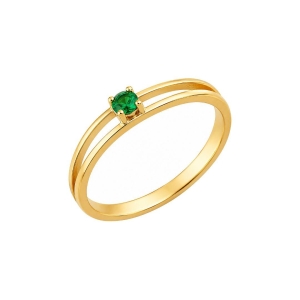 Anel Aro Duplo com Zircônia Verde Ouro