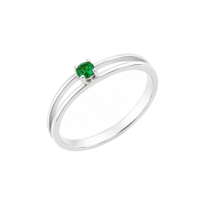 Anel Aro Duplo com Zircônia Verde Prata
