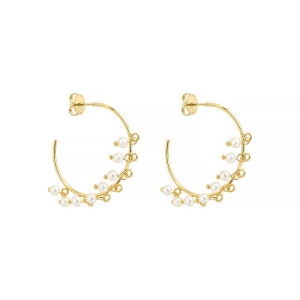 Brinco Argola Pérolas Pendentes Ouro