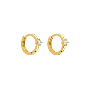 Brinco Infantil Argola e Ponto de Luz Ouro