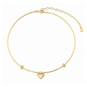 Colar Aro Choker Triângulo Luz Ouro