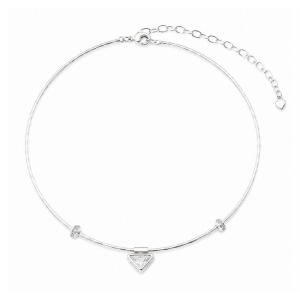Colar Aro Choker Triângulo Luz Prata