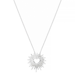 Colar Coração Raio de Sol Prata