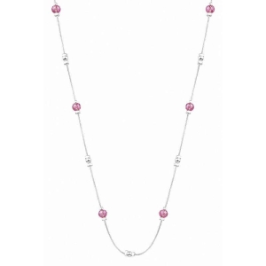 Colar Cristais Rosas 70 cm Prata