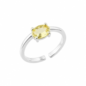 Anel Ajustável Cristal Amarelo Prata