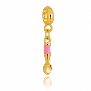 Berloque Colher Rosa Plush Ouro