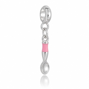 Berloque Colher Rosa Plush Prata