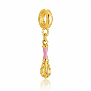 Berloque Fouet Rosa Plush Ouro