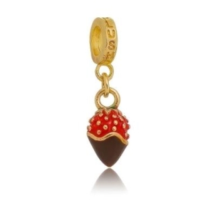 Berloque Morango com Chocolate Plush Ouro