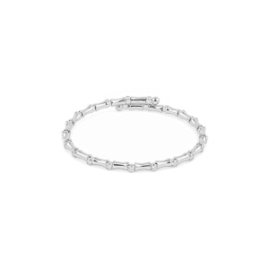 Bracelete Bambu com Zircônias Prata