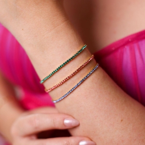 Pulseira Riviera Azul Elástica Ouro
