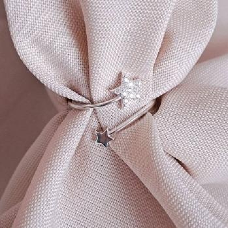 Anel Ajustável Estrelas Prata