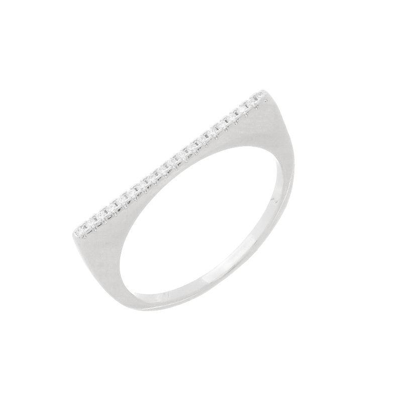 Anel Base Reta Zircônias Prata