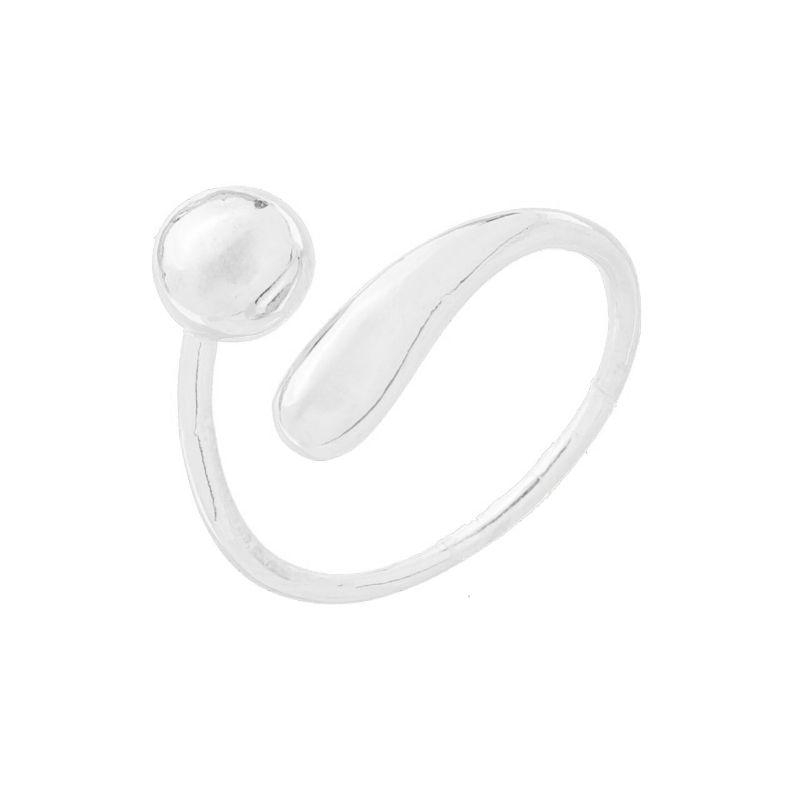 Anel Bola e Gota Ajustável Prata