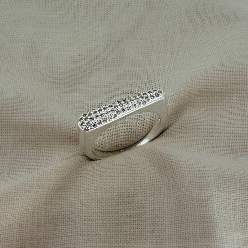 Anel Crescente Zirconia Prata