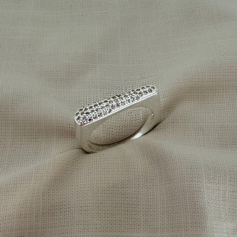 Anel Crescente Zirconia Prata