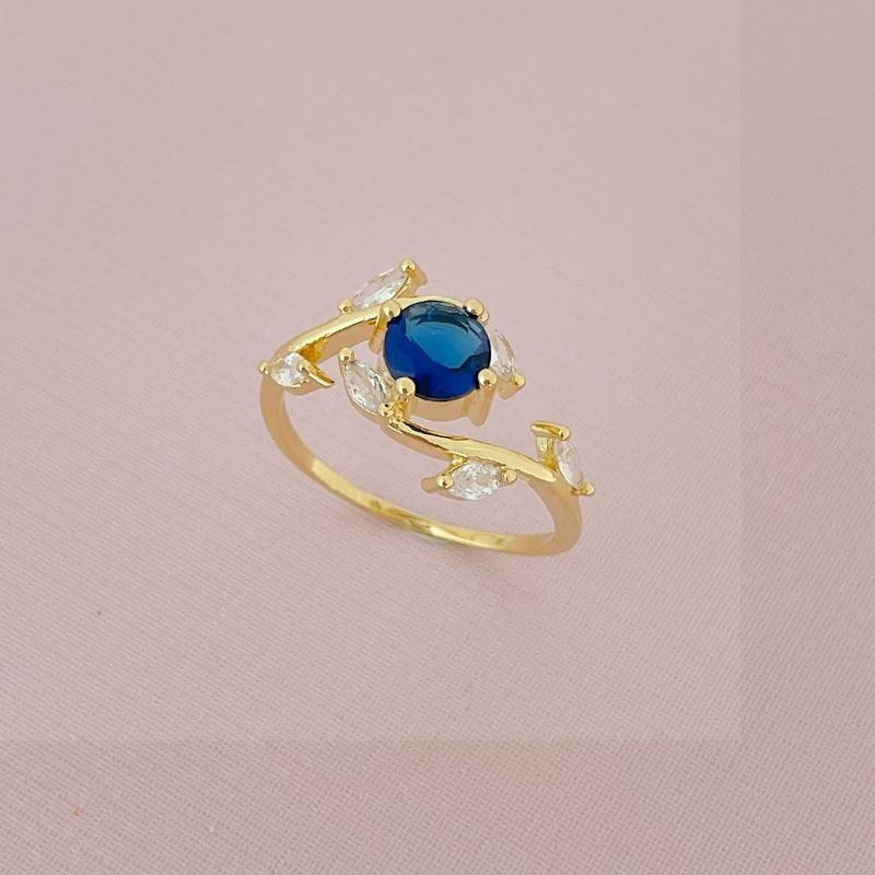 Anel Fada Pedra Azul Ouro