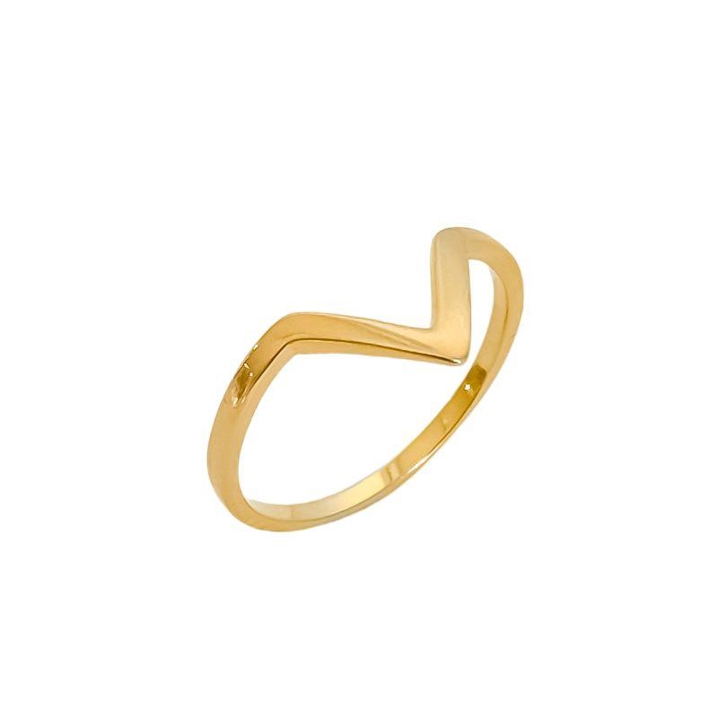 Anel Orgânico em V Liso Ouro