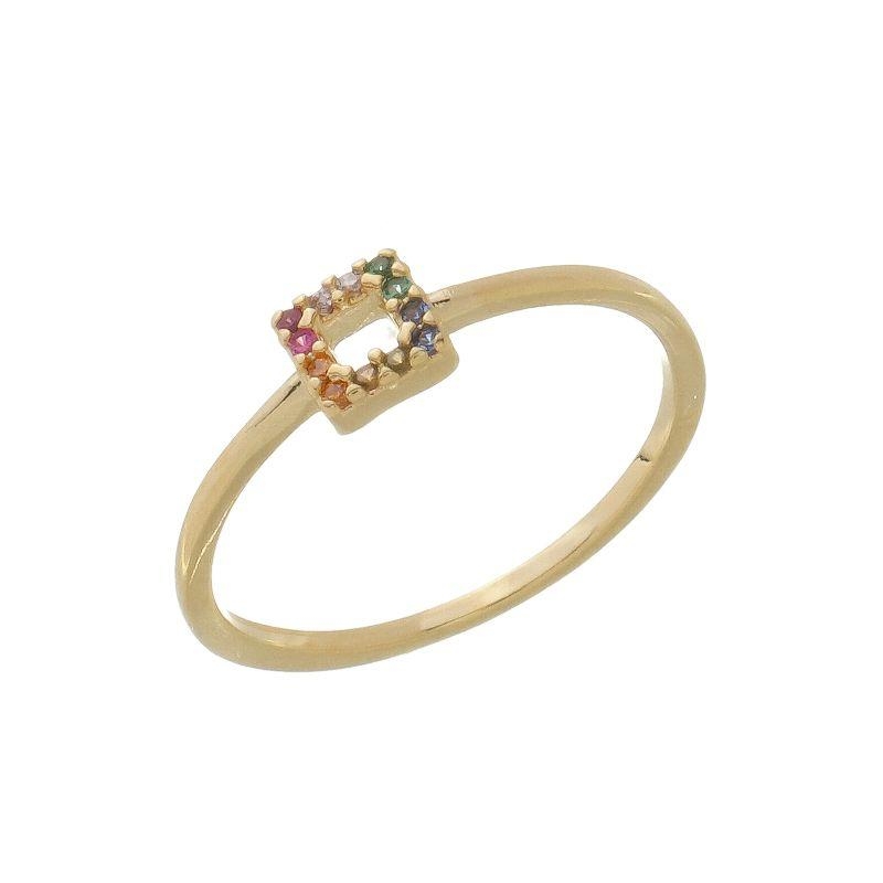 Anel Quadrado Colors Ouro