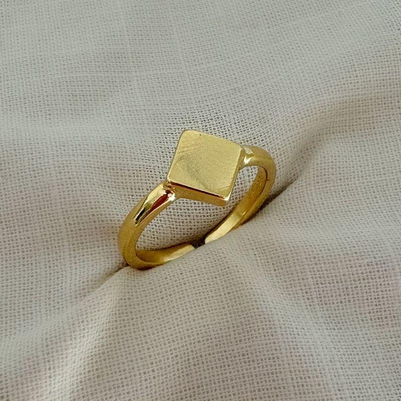 Anel Signet Losango Regulável Ouro