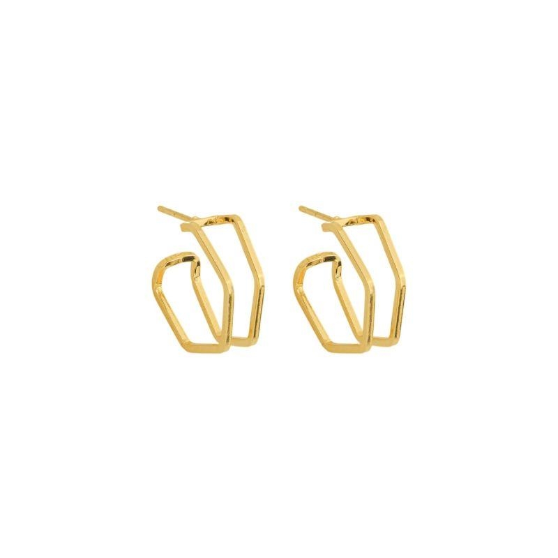Brinco Argola Geométrica Vazada Ouro