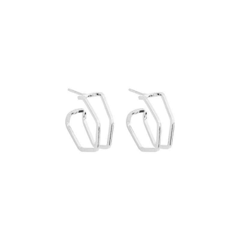 Brinco Argola Geométrica Vazada Prata