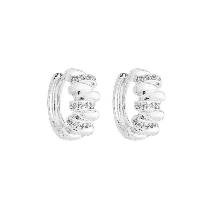 Brinco Argola Orgânica Zirconias Prata