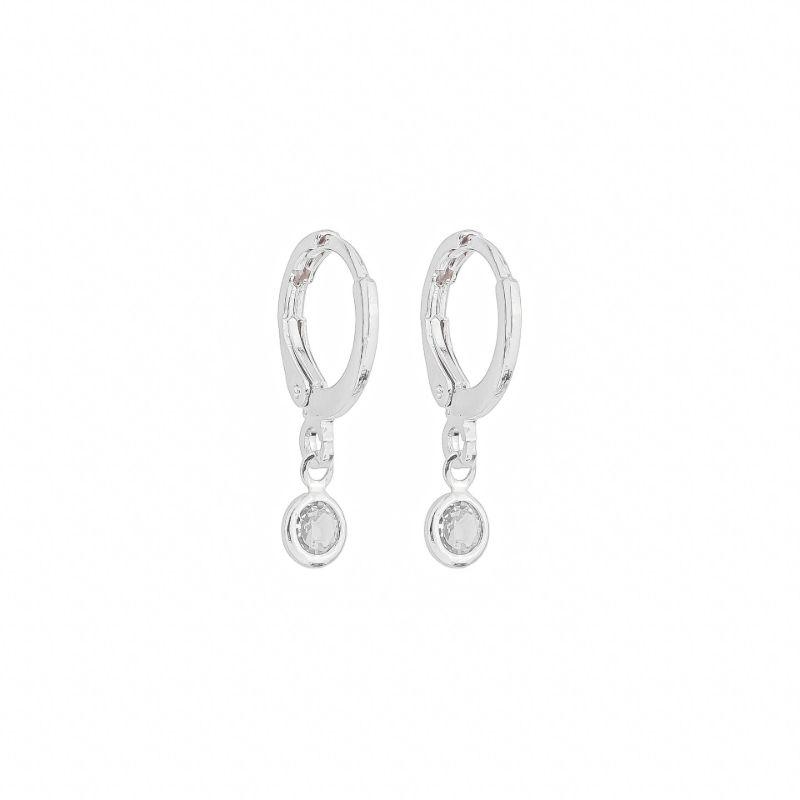 Brinco Argola Pingente Cristal Prata